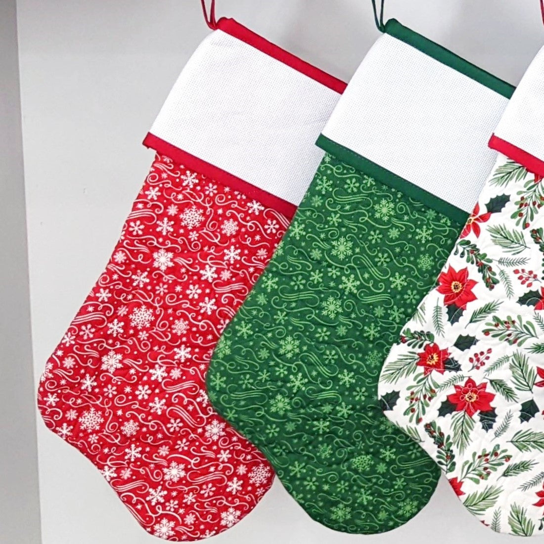 CUSTOM Christmas Stocking with Blank Cross-Stitch-able Cuff