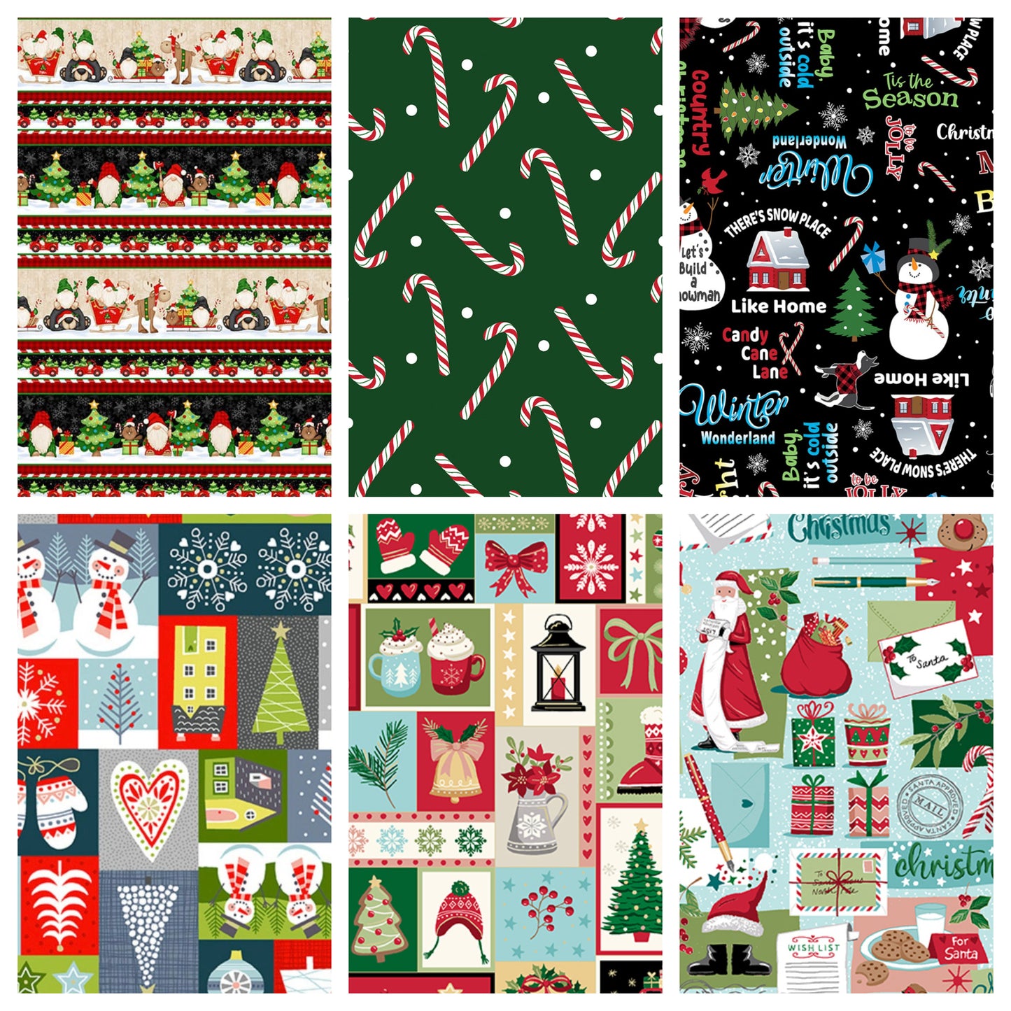 Christmas Stocking with Blank Cross Stitchable Aida Cuff | Quilted and Fully Lined - Country Christmas Candy Canes Green