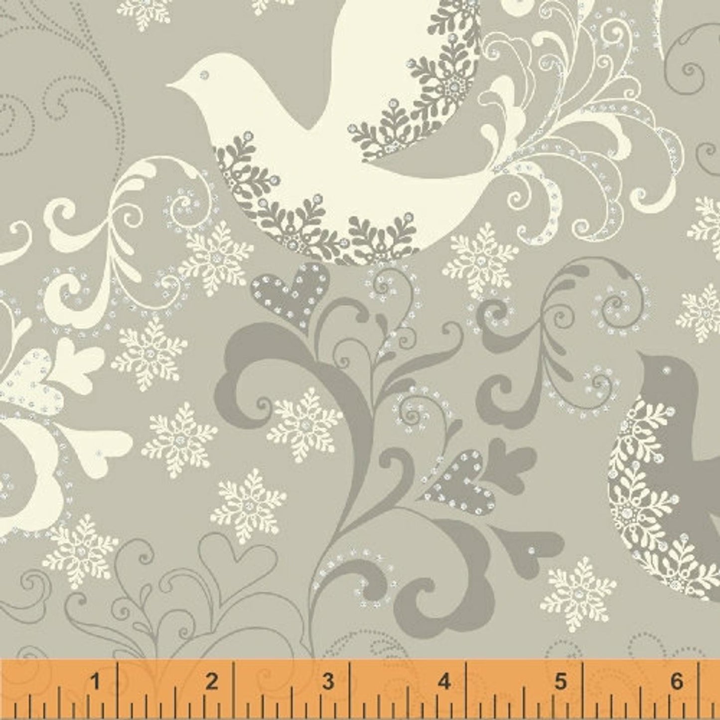 Christmas Stocking with Blank Cross Stitchable Aida Cuff | Quilted and Fully Lined - Glisten Doves Silver