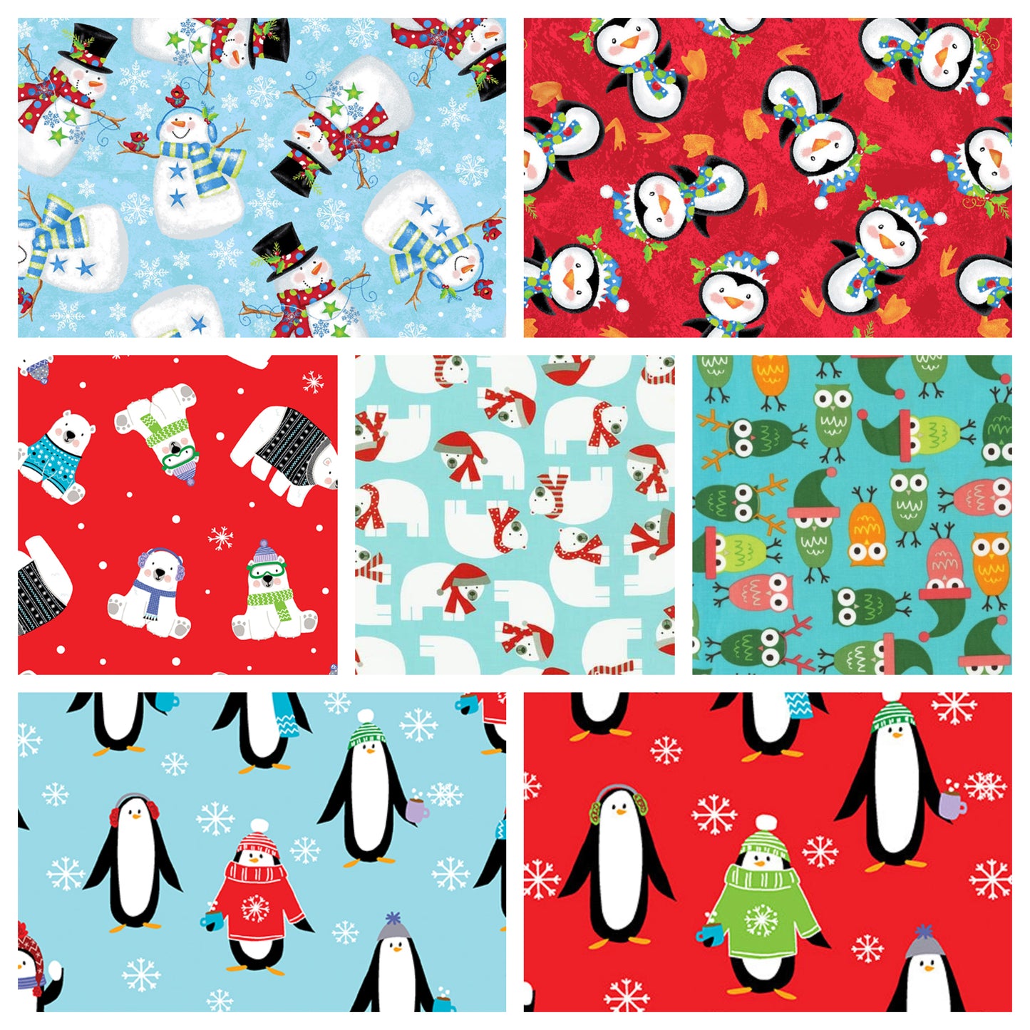 Christmas Stocking with Blank Cross Stitchable Aida Cuff | Quilted and Fully Lined - Jingle Owls Aqua