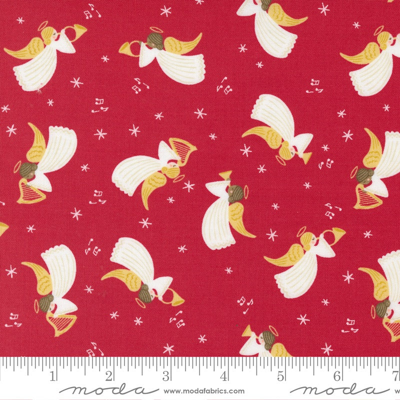 Christmas Stocking with Blank Cross Stitchable Aida Cuff | Quilted and Fully Lined - Joyful Joyful Angels Red