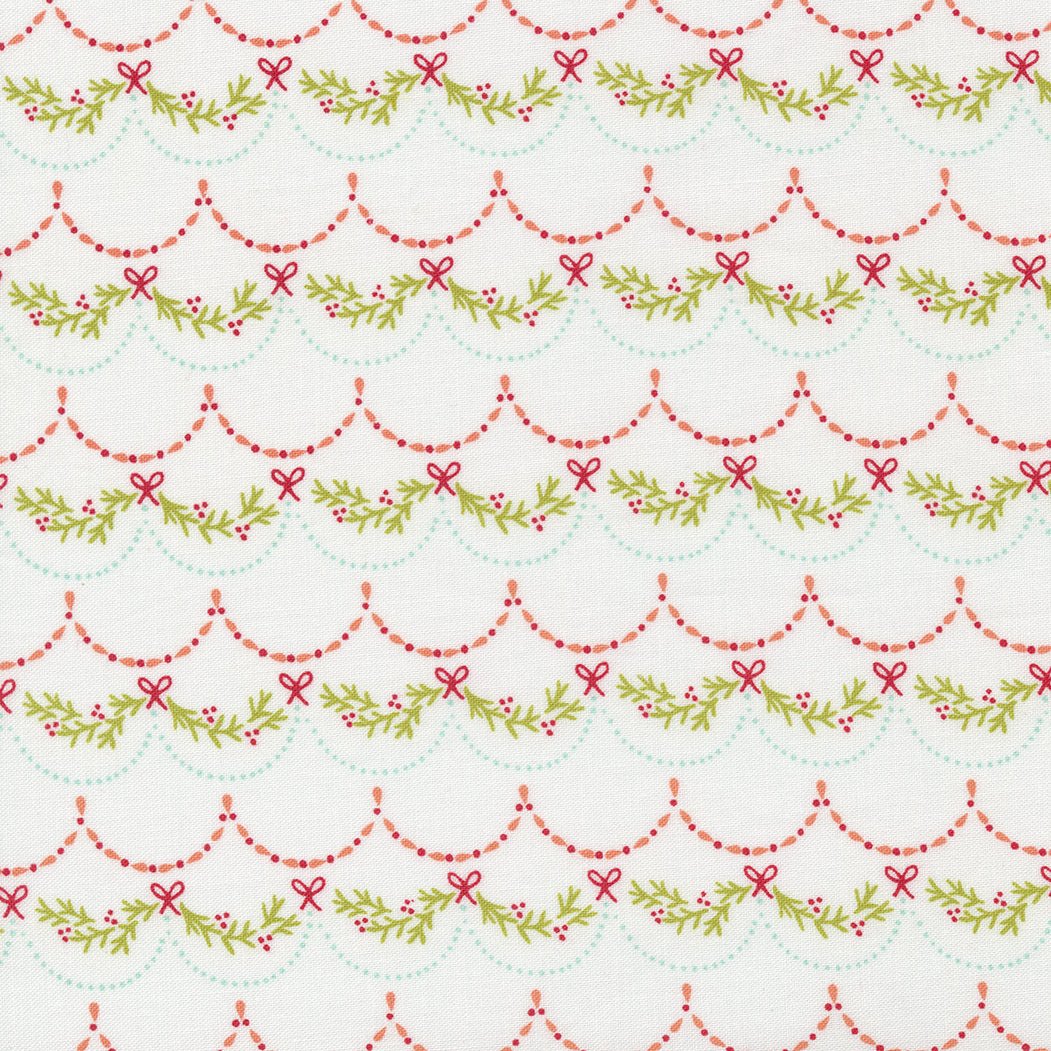 Christmas Stocking with Blank Cross Stitchable Aida Cuff | Quilted and Fully Lined - Joyful Joyful Garland White