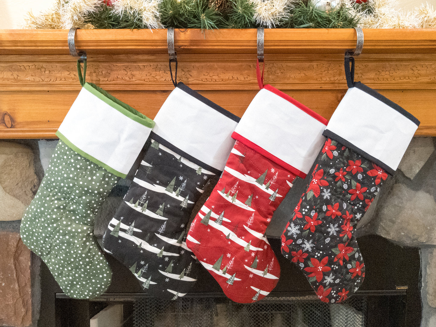 CUSTOM Christmas Stocking with Blank Cross-Stitch-able Cuff