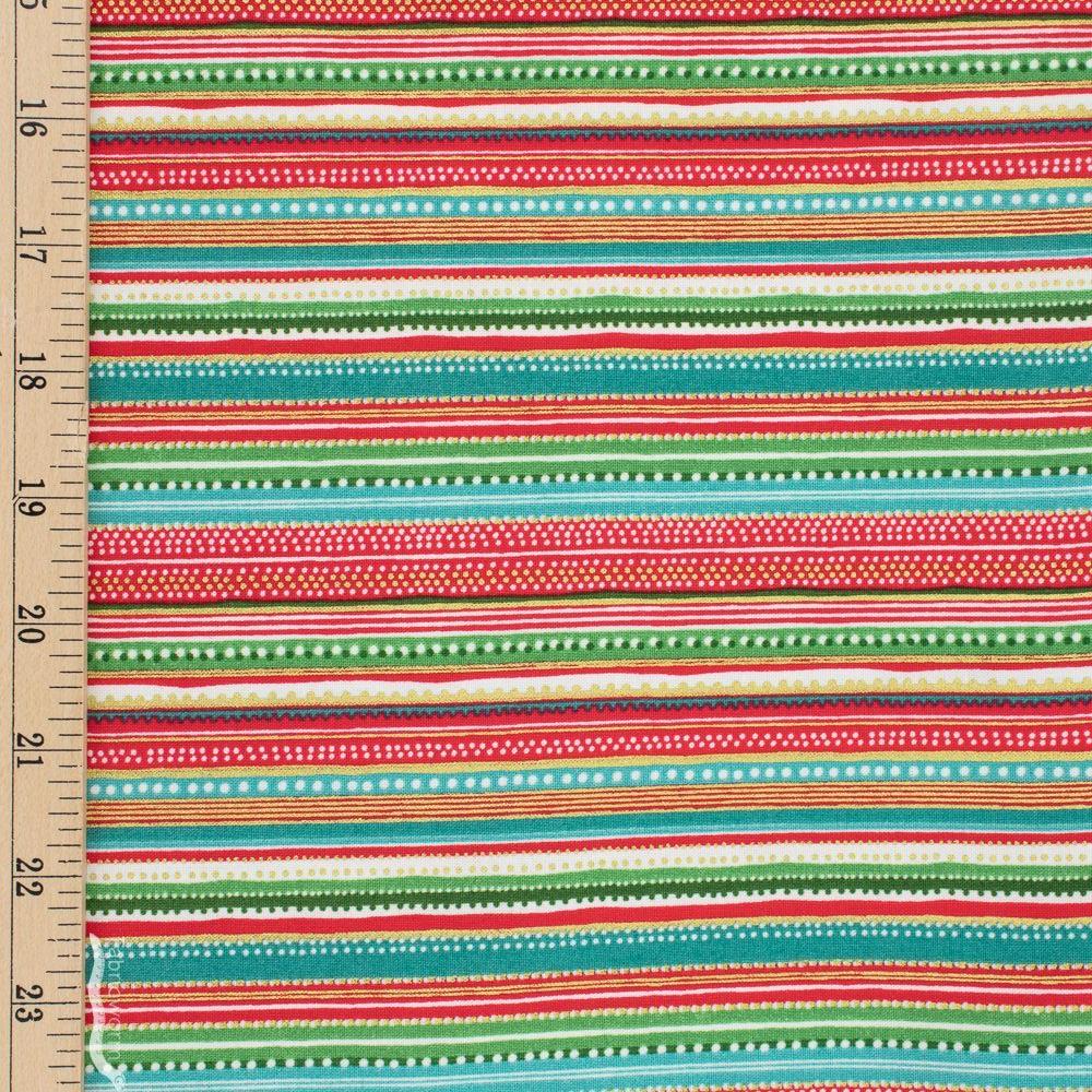 Christmas Stocking with Blank Cross Stitchable Aida Cuff | Quilted and Fully Lined - Makower Let it Snow Stripe