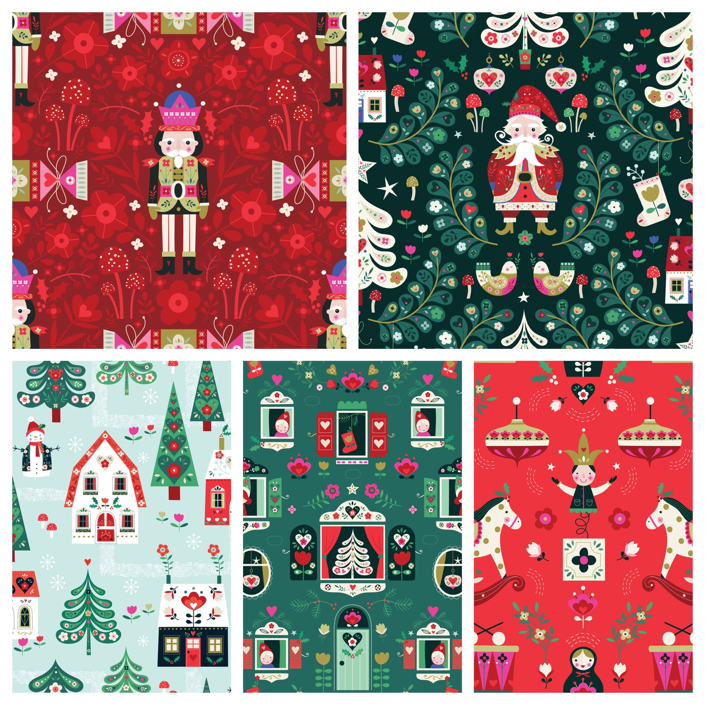 Christmas Stocking with Blank Cross Stitchable Aida Cuff | Quilted and Fully Lined - Nordic Noel Toys Red