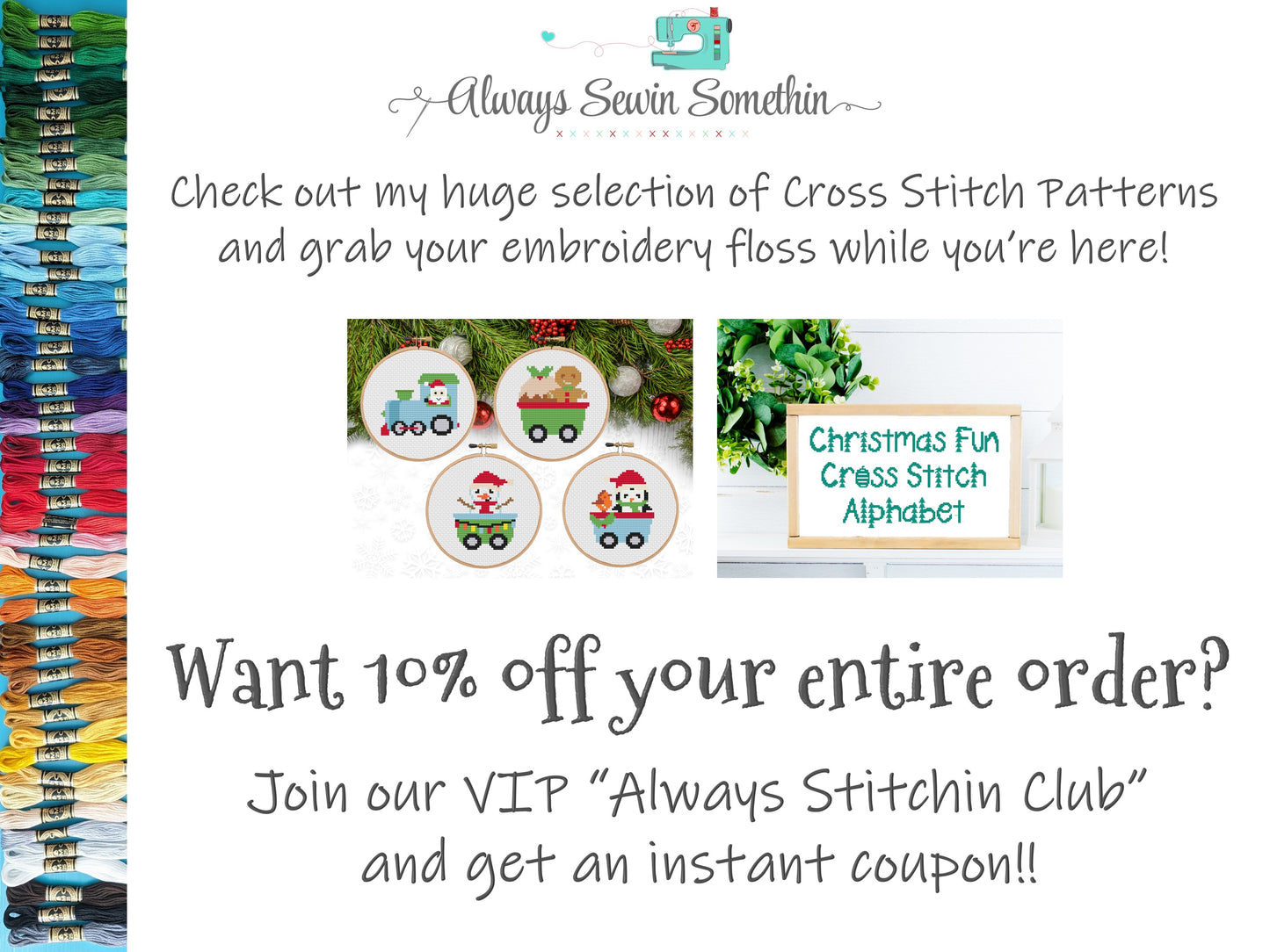 Blank Cross Stitch Santa Gifts Christmas Stocking (Original Style)