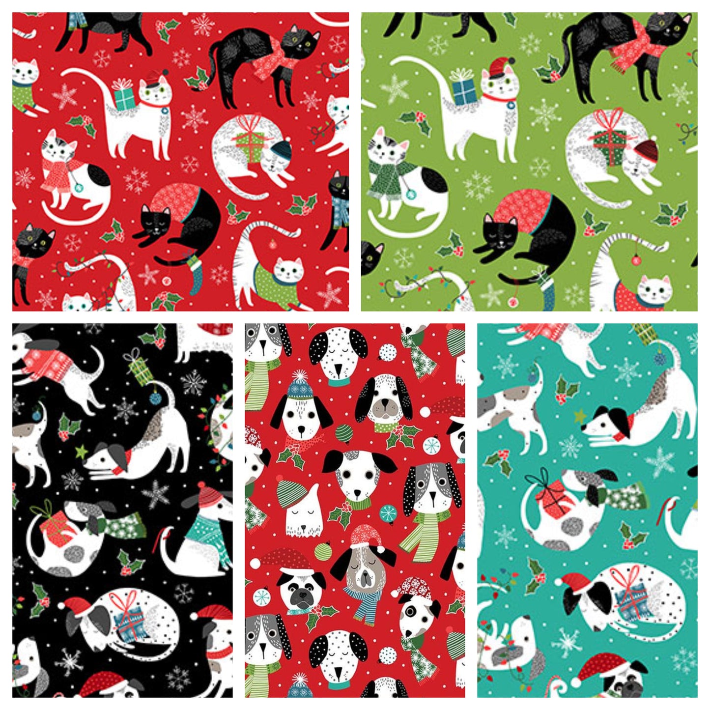 Christmas Stocking with Blank Cross Stitchable Aida Cuff | Quilted and Fully Lined - Santa Paws Dogs Black