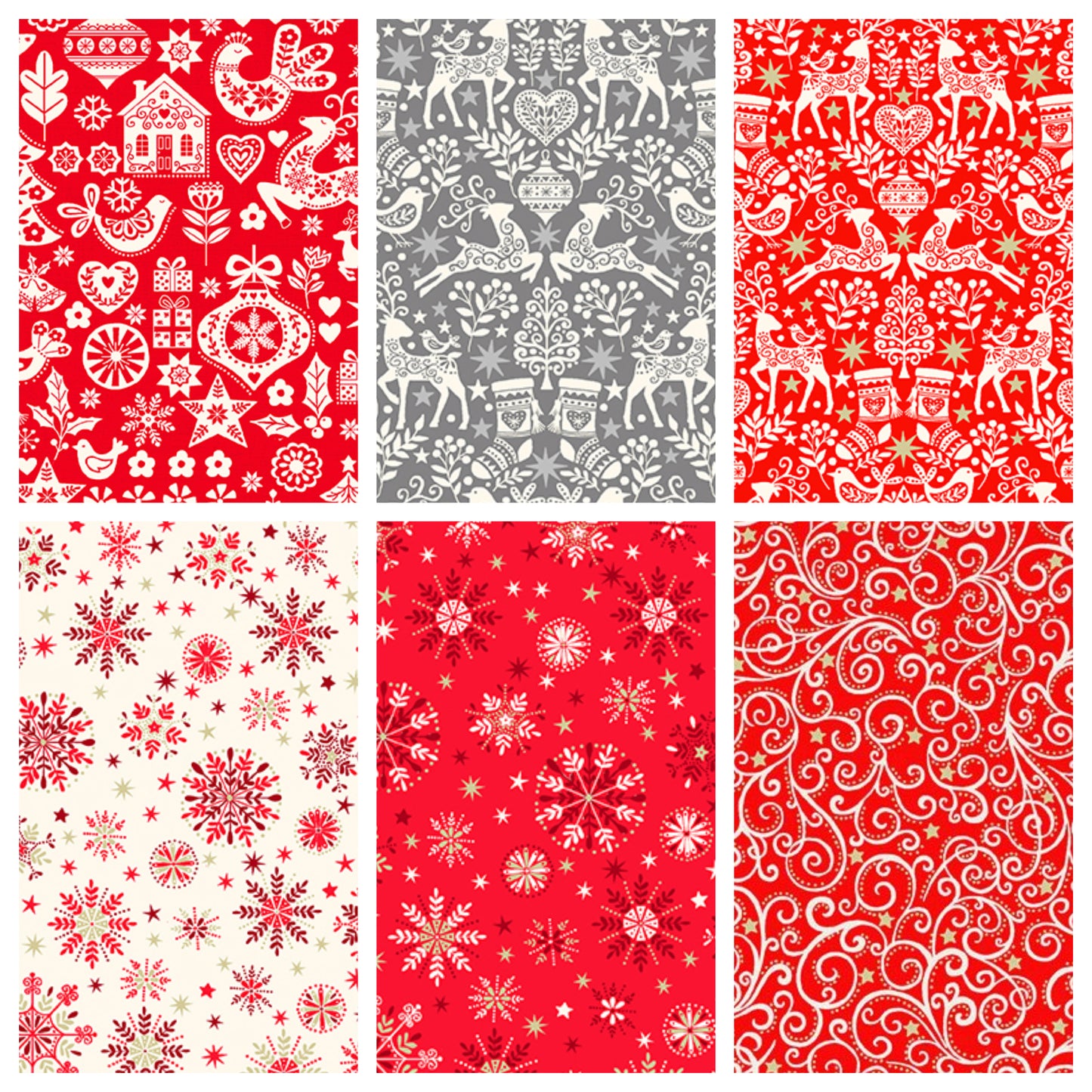 Christmas Stocking with Blank Cross Stitchable Aida Cuff | Quilted and Fully Lined - Makower Scandi 21 Scrolls Red
