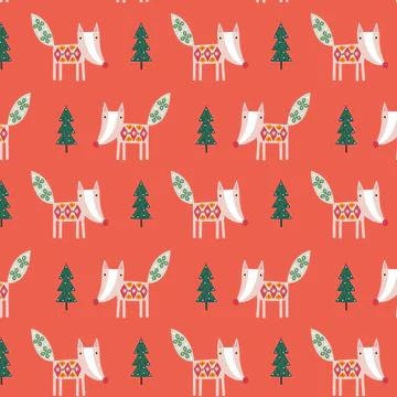 Christmas Stocking with Blank Cross Stitchable Aida Cuff | Quilted and Fully Lined - Winter Folk Foxes Red