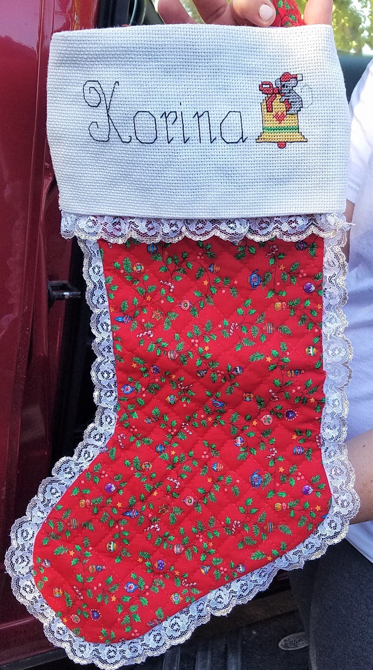 *UPGRADED* CUSTOM Christmas Stocking with Blank Cross-Stitch-able Cuff