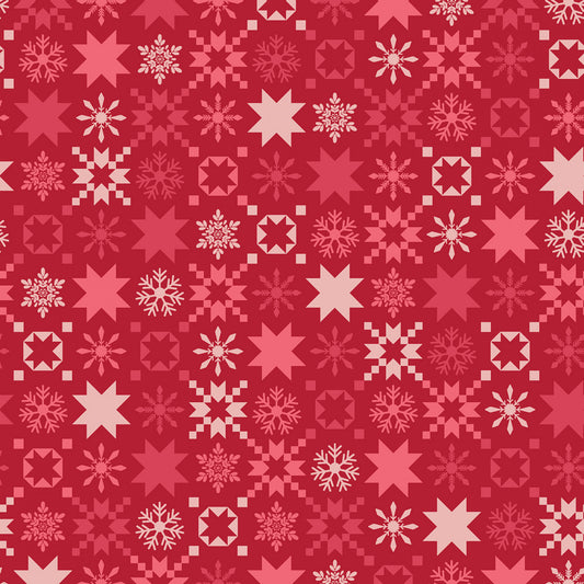 Christmas Stocking with Blank Cross Stitchable Aida Cuff | Quilted and Fully Lined - Quilty Little Christmas Stars Red