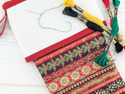 Blank Red Stripe Christmas Stocking with Cross Stitchable Cuff - Straight Style