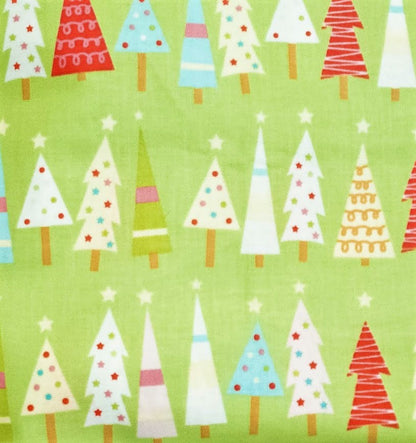 Christmas Stocking with Blank Cross Stitchable Aida Cuff | Quilted and Fully Lined - Be Merry Trees Green