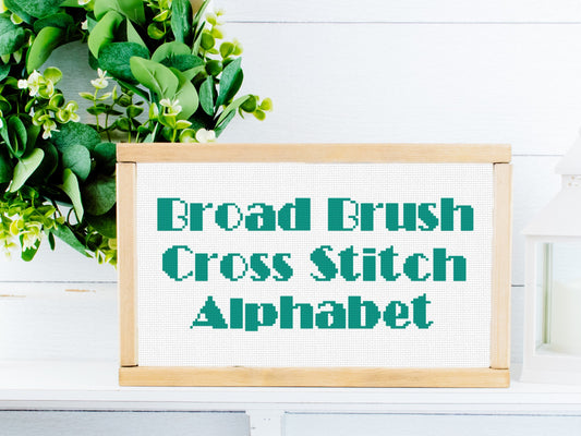 Cross Stitch Alphabet Pattern - Broad Brush Font | Counted Cross Stitch Letters PDF |  Easy Cross Stitch Sampler | Digital Pattern