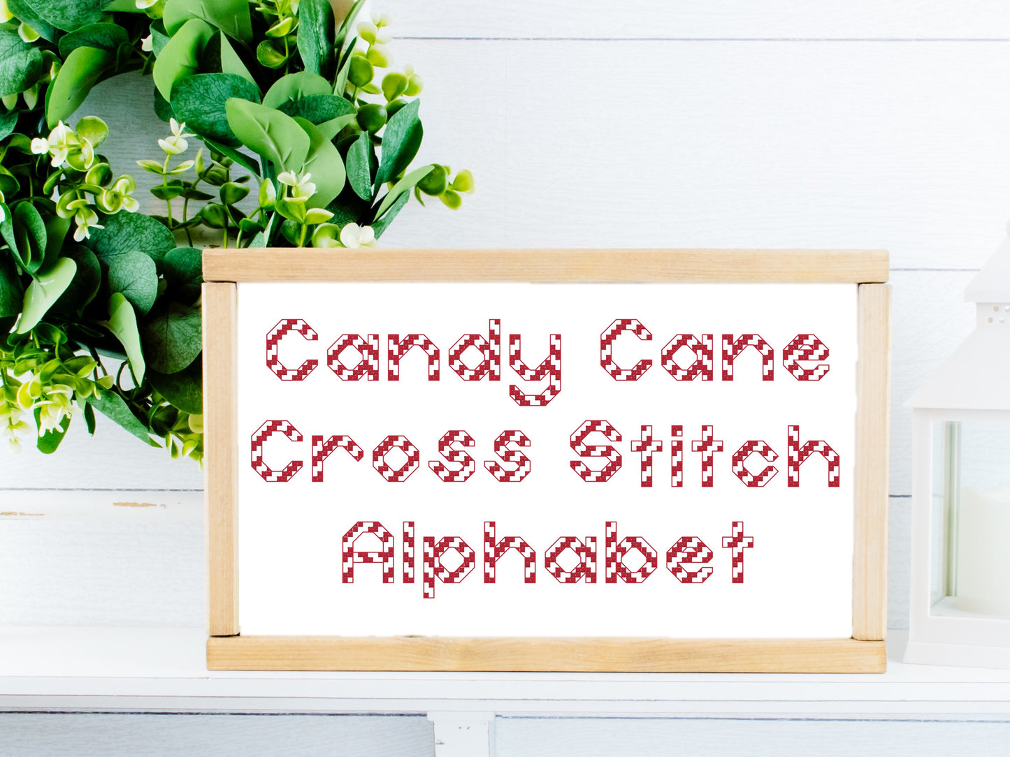 Cross Stitch Alphabet Pattern - Candy Cane Font | Counted Cross Stitch Letters PDF |  Easy Cross Stitch Sampler | Digital Pattern