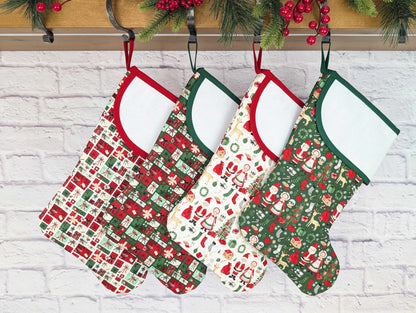 quilted christmas stocking with blank cross stitch aida cuff