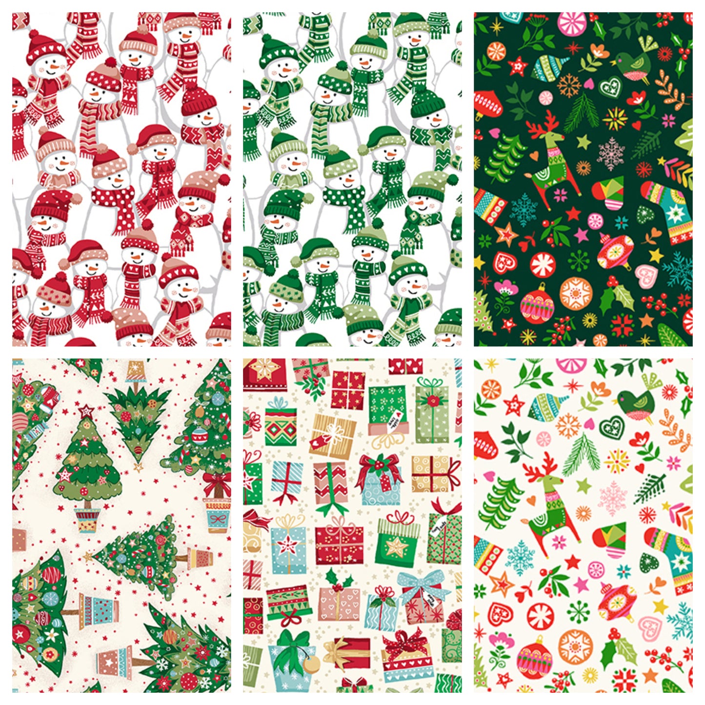 Christmas Stocking with Blank Cross Stitchable Aida Cuff | Quilted and Fully Lined - Makower Christmas Brights Mix Dark Green