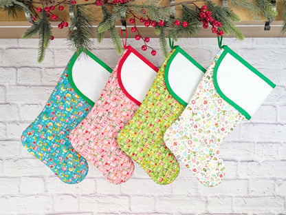 Blank White Scandinavian Mix Christmas Stocking with Cross Stitchable Cuff - Curved Style