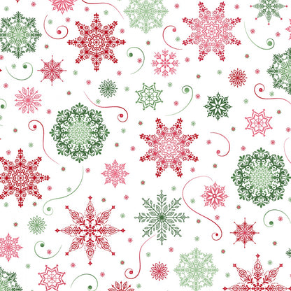 Christmas Stocking with Blank Cross Stitchable Aida Cuff | Quilted and Fully Lined - Christmas Night Snowflakes White