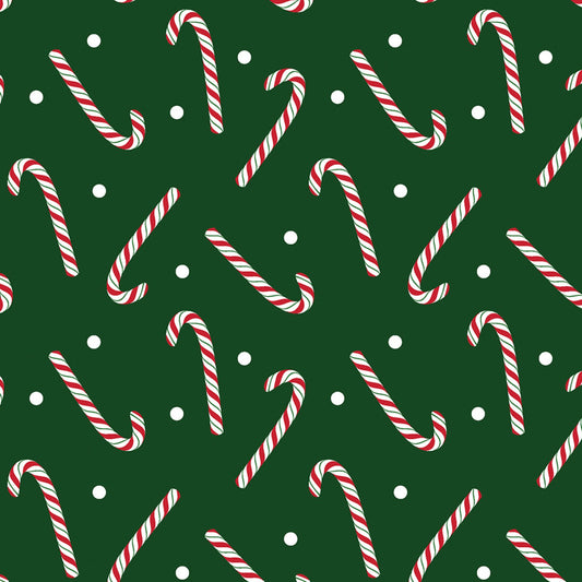 Christmas Stocking with Blank Cross Stitchable Aida Cuff | Quilted and Fully Lined - Country Christmas Candy Canes Green