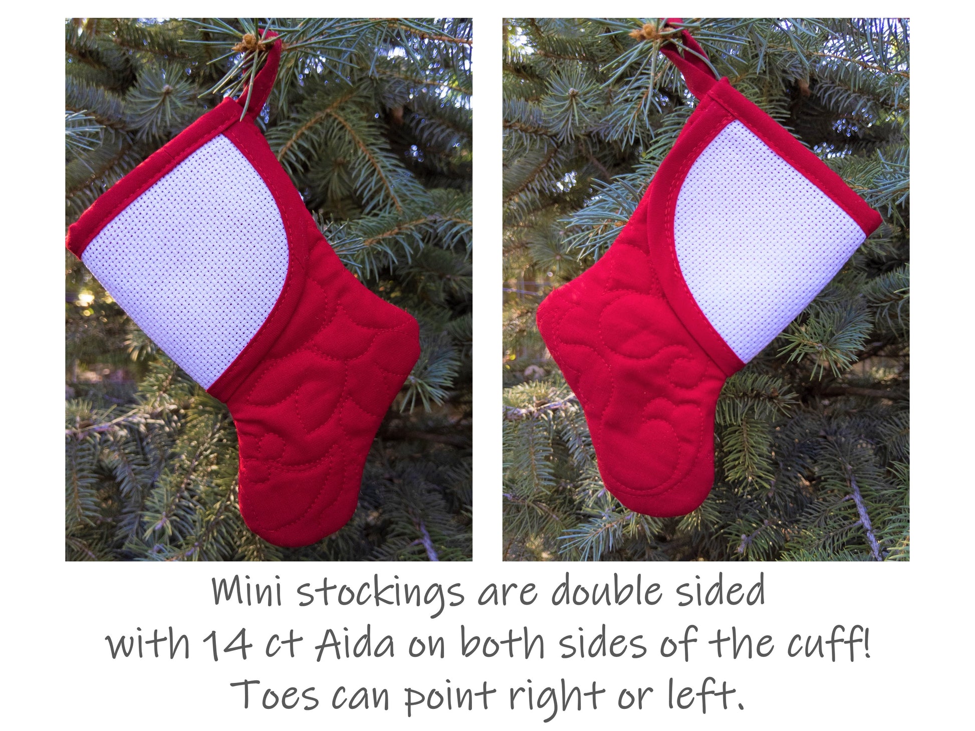 mini christmas stocking with blank cross-stitchable cuff