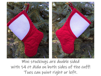 mini christmas stocking with blank cross-stitchable cuff