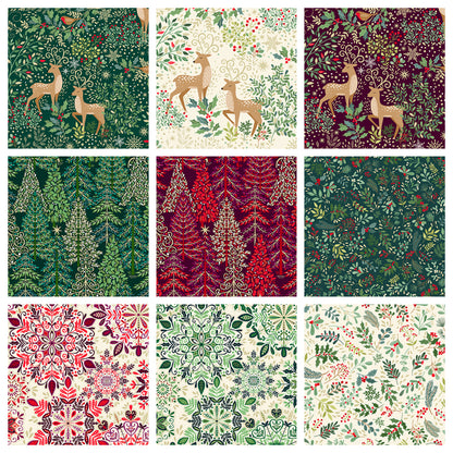 Christmas Stocking with Blank Cross Stitchable Aida Cuff | Quilted and Fully Lined - Enchanted Trees Green