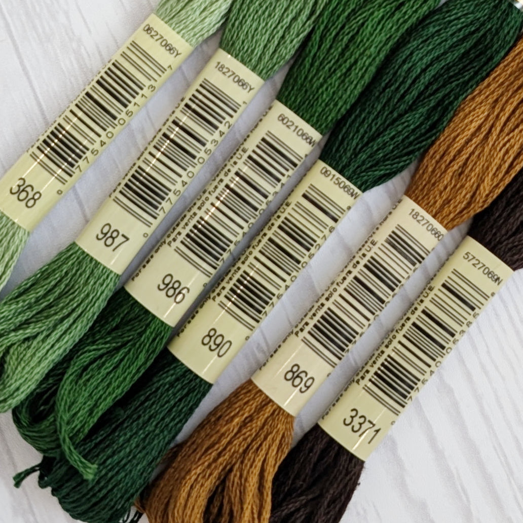 dmc embroidery floss bundle greens and browns