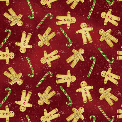 Christmas Stocking with Blank Cross Stitchable Aida Cuff | Quilted and Fully Lined - Gingerbread Christmas Red