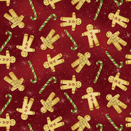 Christmas Stocking with Blank Cross Stitchable Aida Cuff | Quilted and Fully Lined - Gingerbread Christmas Red