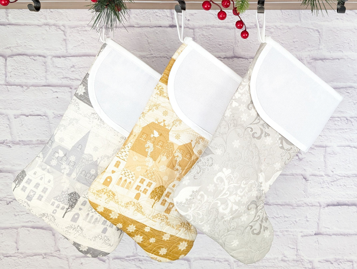 Christmas stocking with blank aida cuff