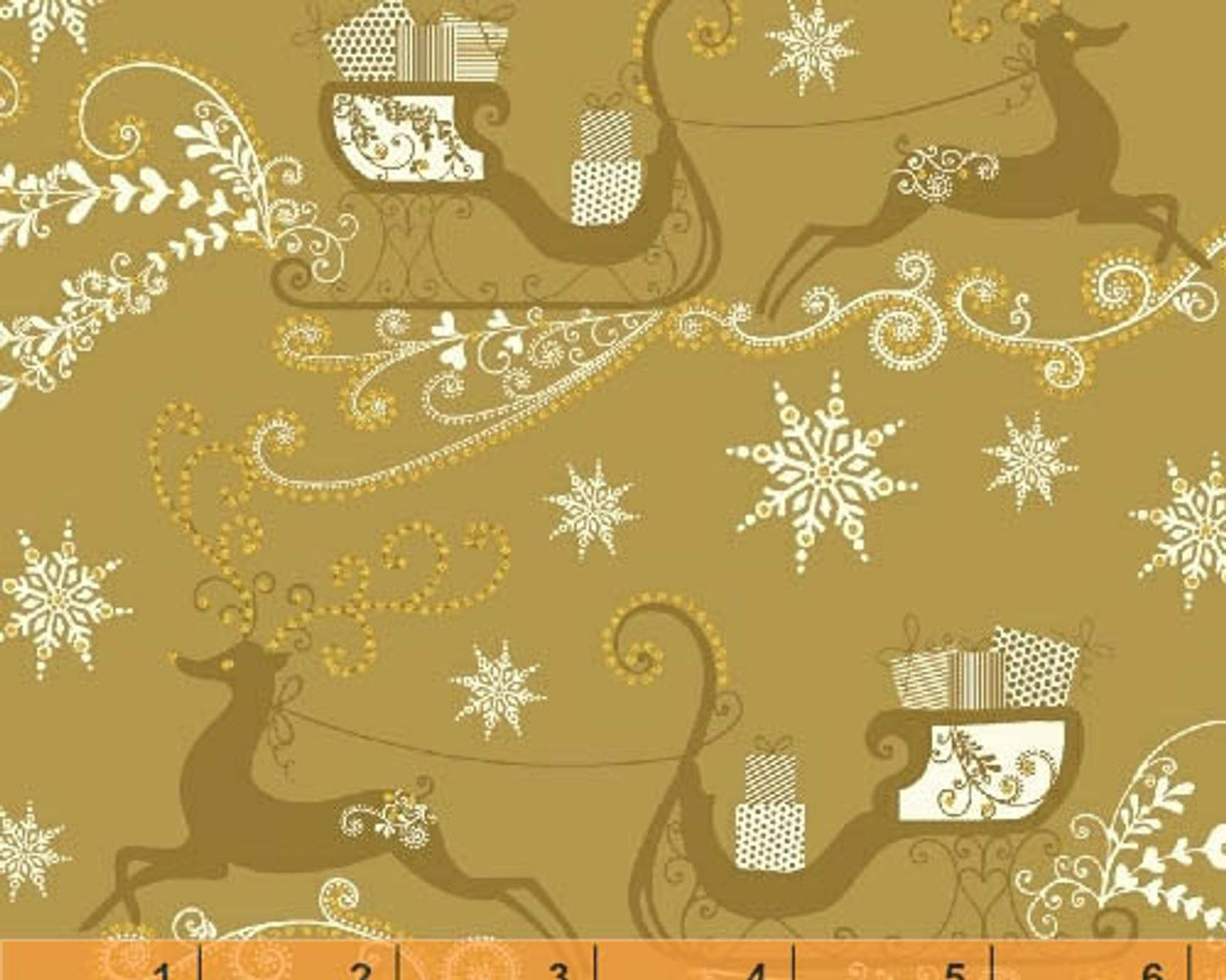 Christmas Stocking with Blank Cross Stitchable Aida Cuff | Quilted and Fully Lined - Glisten Reindeer Gold