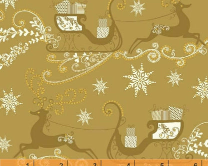 Christmas Stocking with Blank Cross Stitchable Aida Cuff | Quilted and Fully Lined - Glisten Reindeer Gold