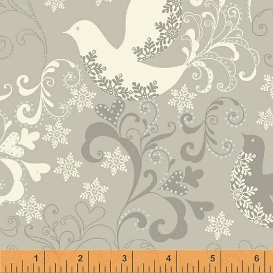 Christmas Stocking with Blank Cross Stitchable Aida Cuff | Quilted and Fully Lined - Glisten Doves Silver