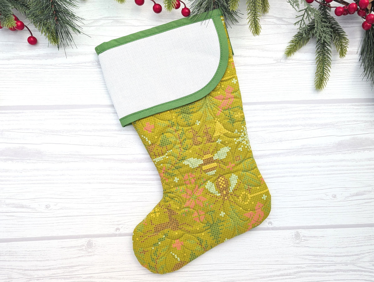 blank cross-stitchable Christmas stocking