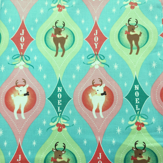 Christmas Stocking with Blank Cross Stitchable Aida Cuff | Quilted and Fully Lined - Have a Sherri Berry Christmas Deer Aqua