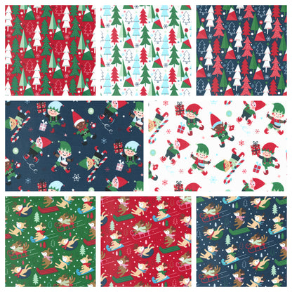 Christmas Stocking with Blank Cross Stitchable Aida Cuff | Quilted and Fully Lined - Hello Holidays Deer Red