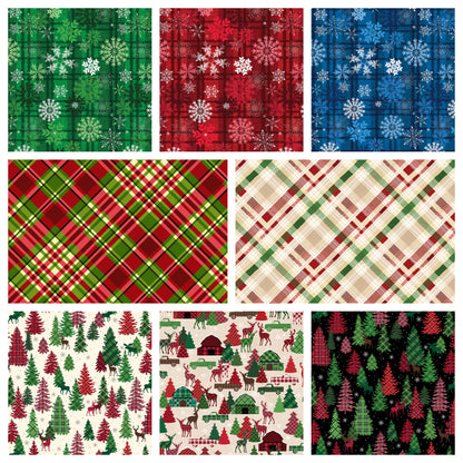 Christmas Stocking with Blank Cross Stitchable Aida Cuff | Quilted and Fully Lined - Holiday Farmhouse Snowflake Plaid Red