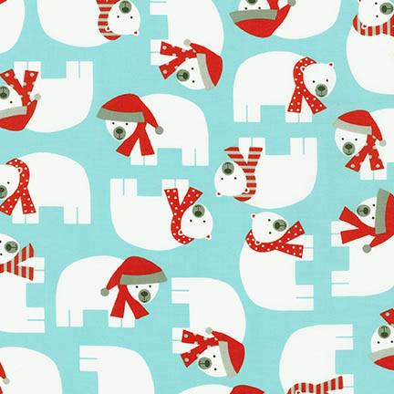 Christmas Stocking with Blank Cross Stitchable Aida Cuff | Quilted and Fully Lined - Jingle Polar Bears Aqua