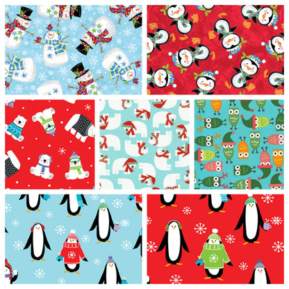 Christmas Stocking with Blank Cross Stitchable Aida Cuff | Quilted and Fully Lined - Jingle Polar Bears Aqua