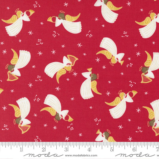 Christmas Stocking with Blank Cross Stitchable Aida Cuff | Quilted and Fully Lined - Joyful Joyful Angels Red