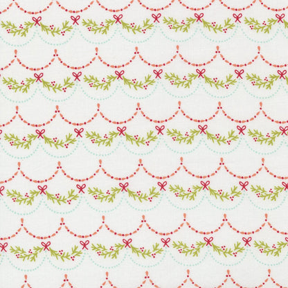 Christmas Stocking with Blank Cross Stitchable Aida Cuff | Quilted and Fully Lined - Joyful Joyful Garland White
