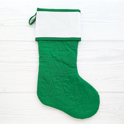 Green or White Christmas stocking with blank cross stitch cuff