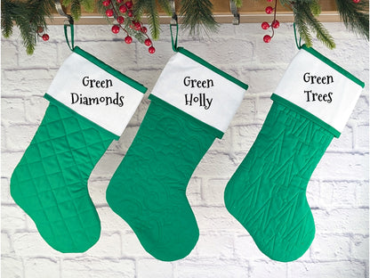 Green or White Christmas stocking with blank cross stitch cuff