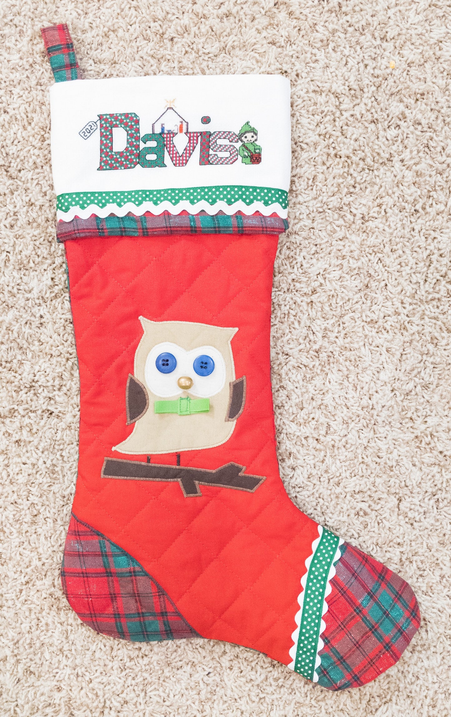 *UPGRADED* CUSTOM Christmas Stocking with Blank Cross-Stitch-able Cuff