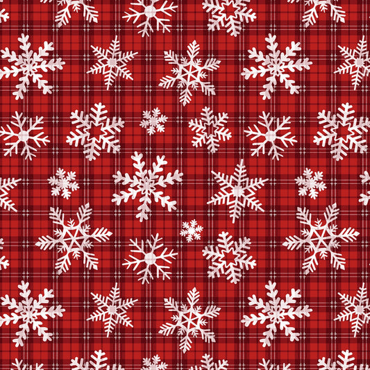 Christmas Stocking with Blank Cross Stitchable Aida Cuff | Quilted and Fully Lined - Let it Snow Snowflakes Red