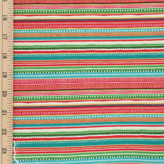 Christmas Stocking with Blank Cross Stitchable Aida Cuff | Quilted and Fully Lined - Makower Let it Snow Stripe