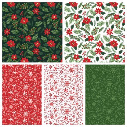 Christmas Stocking with Blank Cross Stitchable Aida Cuff | Quilted and Fully Lined - Magic of Christmas Floral White