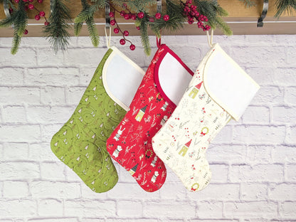 Blank White Mouse Bunny Mix Christmas Stocking with Cross Stitchable Cuff - Curved Style