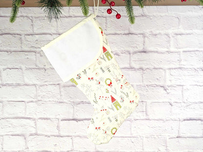 Blank White Mouse Bunny Mix Christmas Stocking with Cross Stitchable Cuff - Curved Style